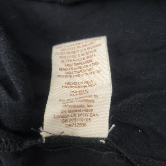 FREE PEOPLE Womens LARGE Shirt Blouse Boogie All Night Lace Black Blue - Picture 7 of 12